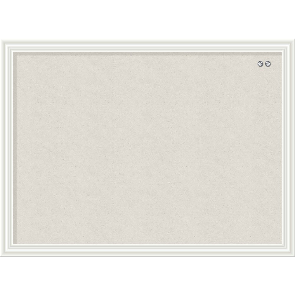 U Brands Linen Bulletin Board, 23in X 17in, White Wood Decor Frame