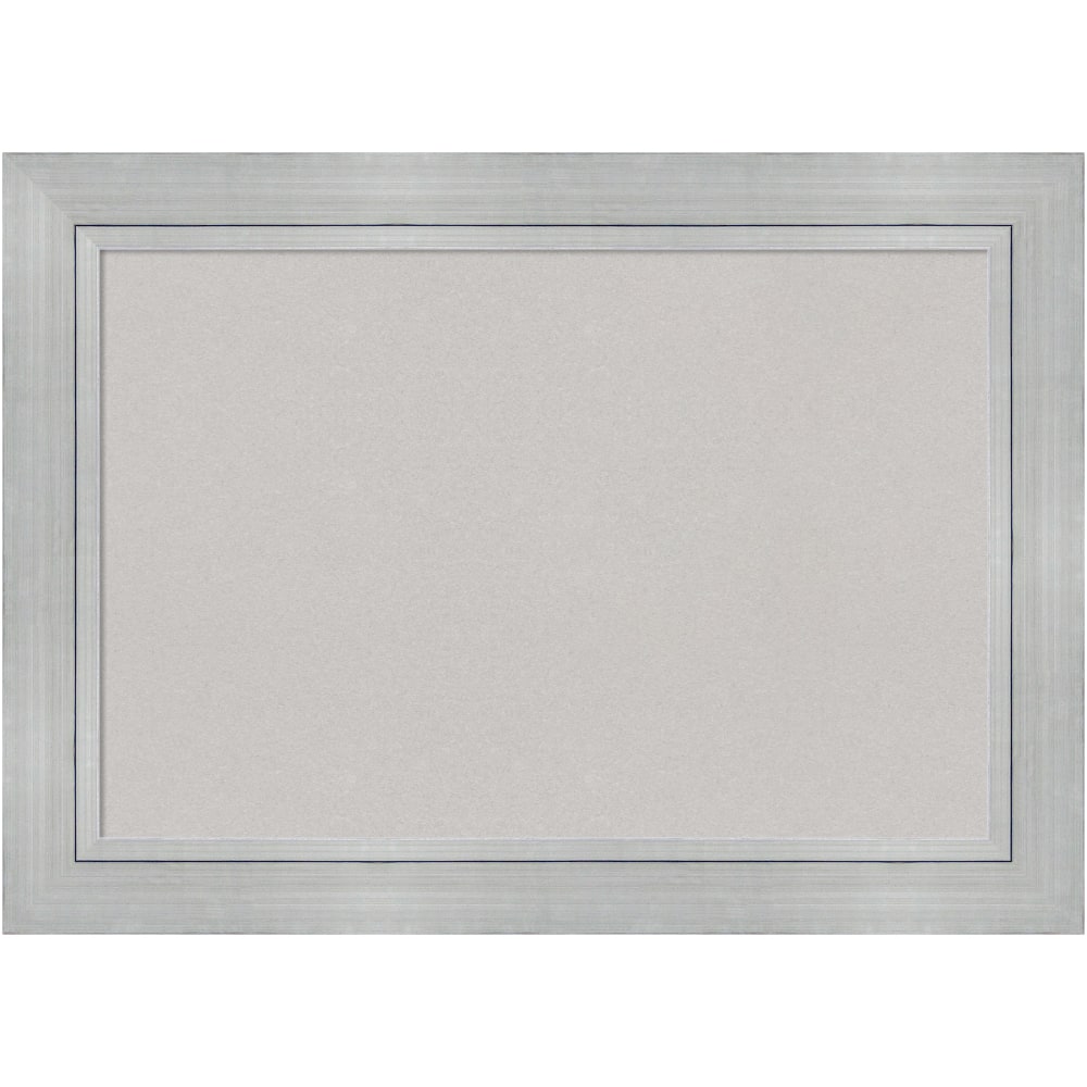 Amanti Art Cork Bulletin Board, 43in x 31in, Gray, Romano Silver Wood Frame