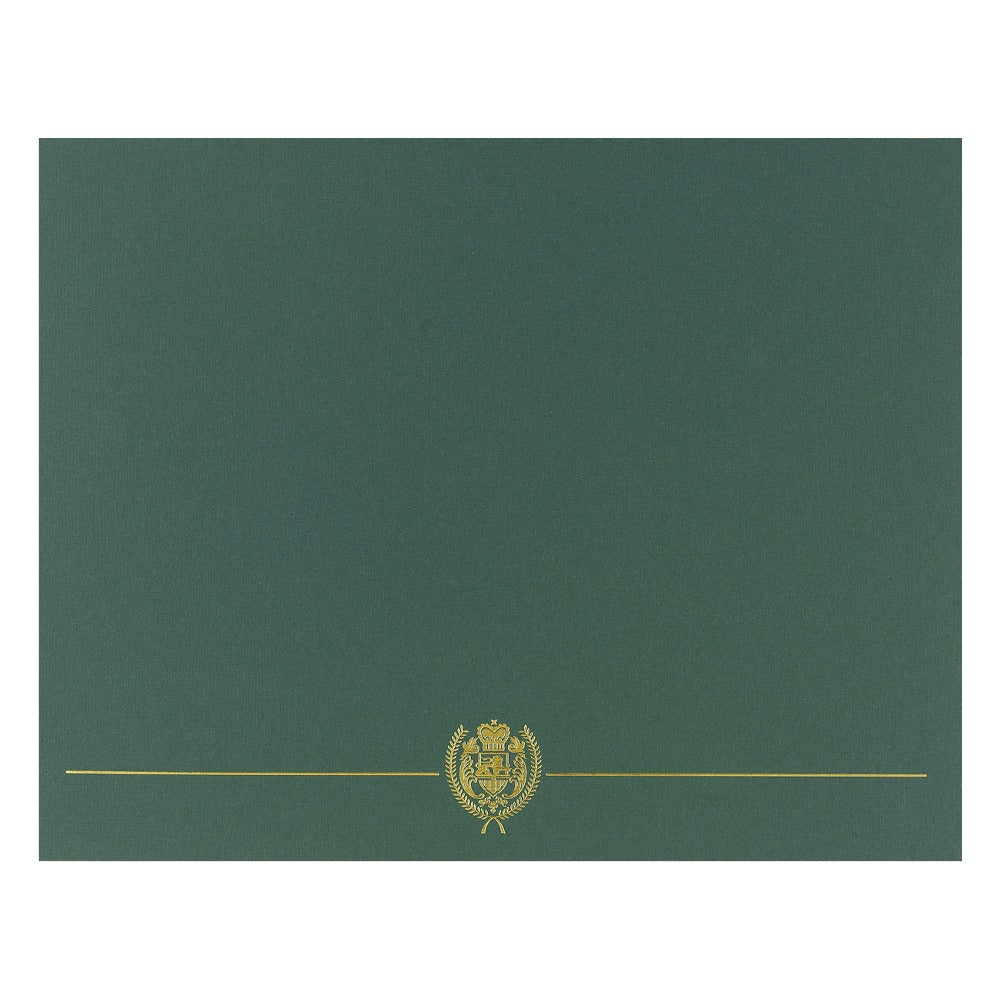Great Papers! Classic Crest with Gold Foil Certificate Covers, 12in x 9 3/8in (folded), Hunter Green, Die-Cuts for 8.5in x 11in document, Pack Of 5