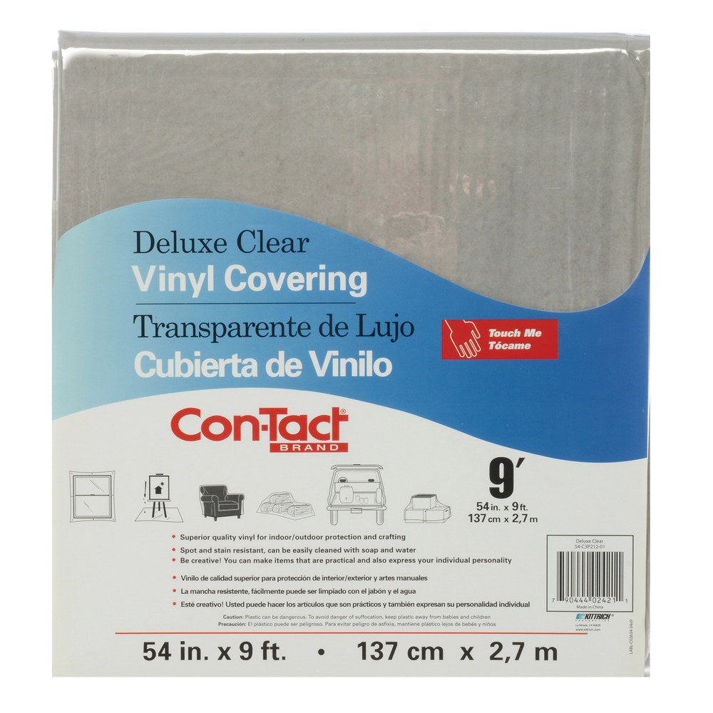 Kittrich Con-Tact Deluxe Vinyl Covering, 9ft x 54in, Clear