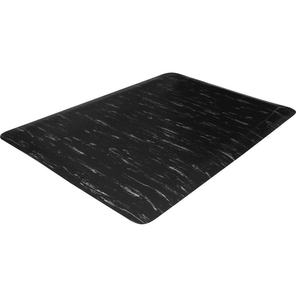 Genuine Joe Marble Top Anti-fatigue Mats - Office, Airport, Bank, Copier, Teller Station, Service Counter, Assembly Line, Industry - 24in Width x 36in Depth x 0.500in Thickness - High Density Foam (HDF) - Black Marble - 1Each