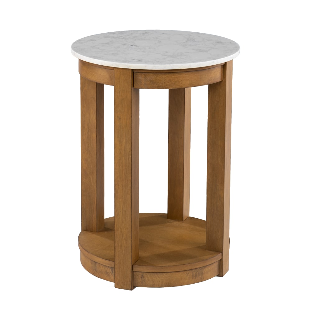 SEI Furniture Chandlen Round End Table, 22inH x 16inW x 16inD, Natural/White