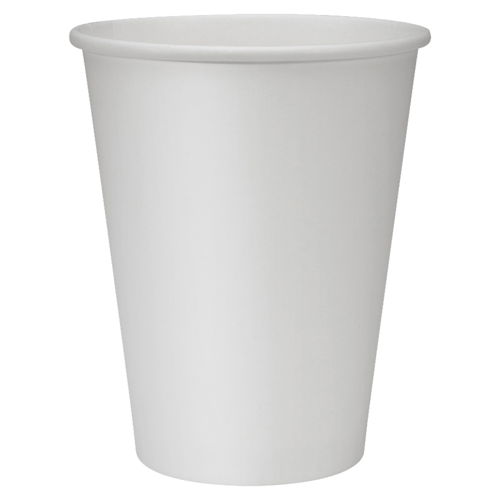 Genuine Joe Polyurethane-Lined Disposable Hot Cups, Single, 12 Oz, White, Pack Of 1000