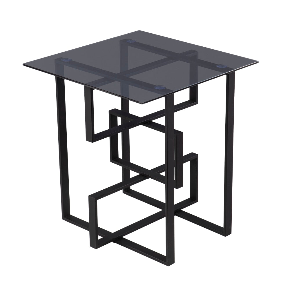 SEI Clanlin Glass-Top Accent Table, 22-1/4inH x 22inW x 22inD, Gray/Black