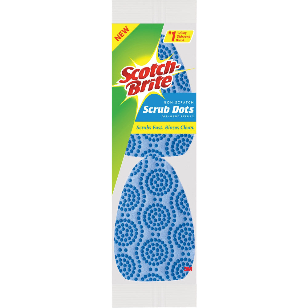 Scotch-Brite Scrub Dots Microfiber Dishwand Refill, 3-1/2in x 4-2/5in, Light Blue/Dark Blue, Pack of 2