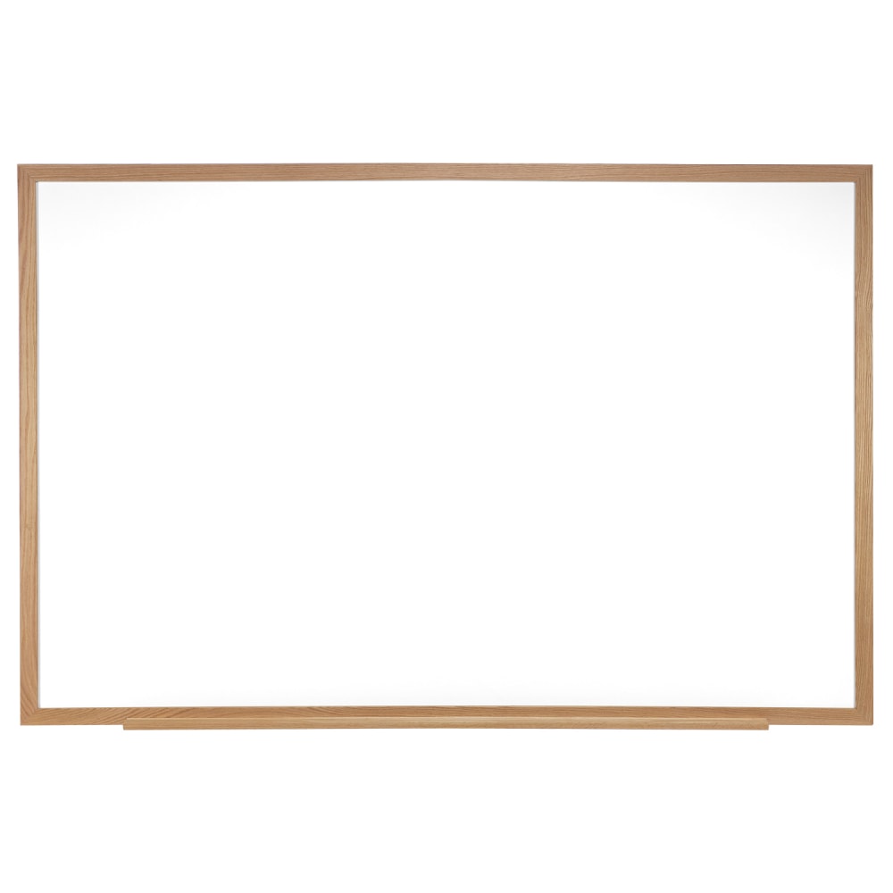 Ghent M2W Non-Magnetic Dry-Erase Whiteboard, Porcelain, 36 1/2in x 60 1/2in, Oak Wood Frame, Natural Finish