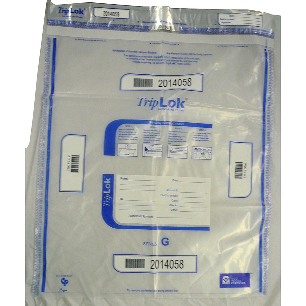 TripLOK Tamper Evident Security Bags, 20in x 24in, Clear, Carton Of 250