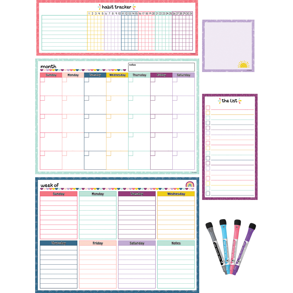 Teacher Created Resources Dry-Erase Magnetic 9-Piece Calendar Set, Oh Happy Day
