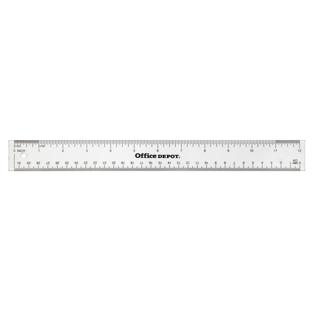 Office Depot Brand Acrylic Ruler, 12in, Clear