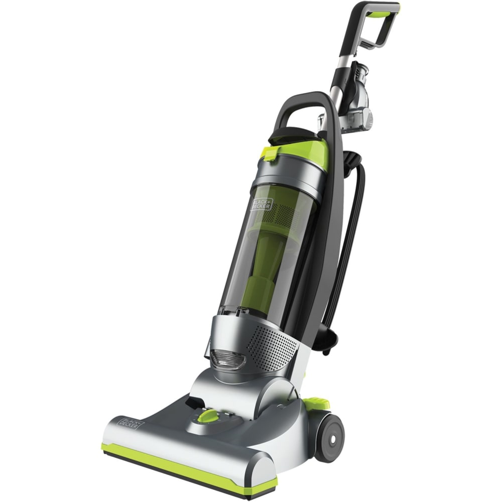 Black+Decker Corded Upright Vacuum with Cyclonic Action - 1200 W Motor - 2.11 quart - Bagless - 23 ft Cable Length - 48in Hose Length - HEPA - Pet Hair Cleaning - AC Supply - 120 V AC - 10 A - Titanium Gray, Lime Green
