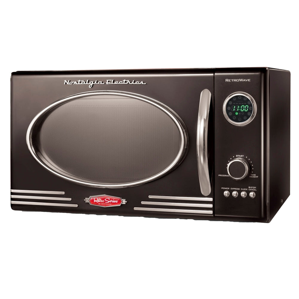 Nostalgia Electrics Retro 0.9 Cu Ft 800-Watt Countertop Microwave, Black