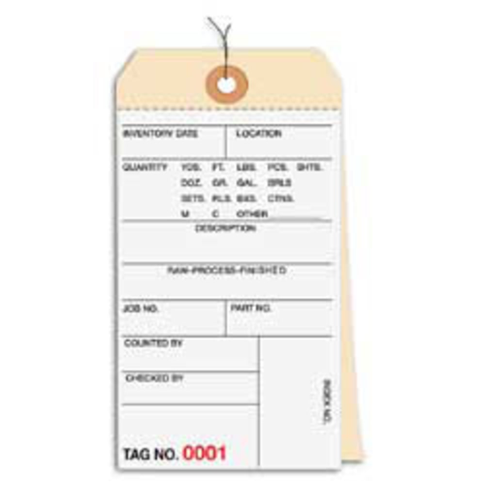 Prewired Manila Inventory Tags, 2-Part Carbonless, 1500-1999, Box Of 500
