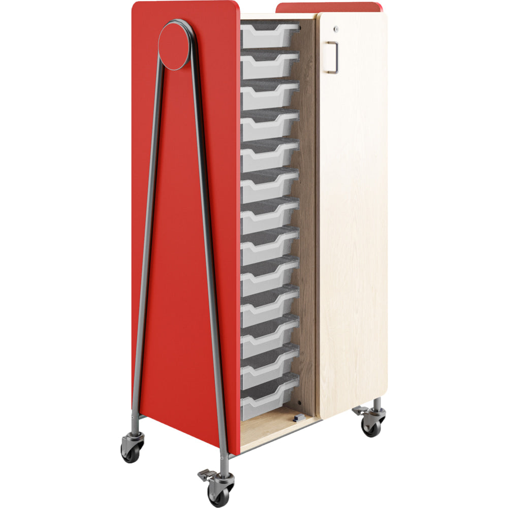 Safco Whiffle Double-Column Rolling Storage Cart With Wardrobe Bar, 60inH x 30inW x 19-3/4inD, Red