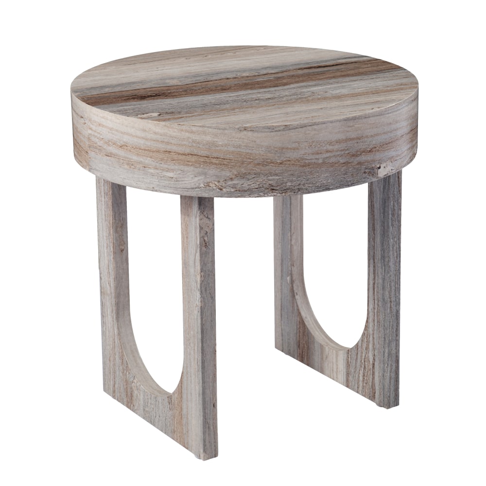SEI Chadkirk Round Faux Marble End Table, 19-3/4inH x 19-3/4inW x 19-3/4inD, Brown