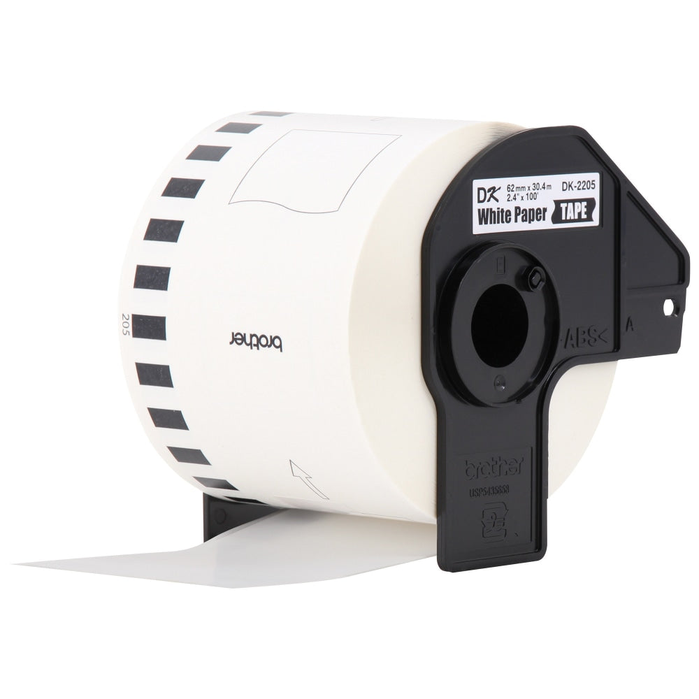 Brother Genuine DK-22053PK Continuous Paper Label Rolls, 2-7/16in x 100ft, White, Box Of 3 Rolls