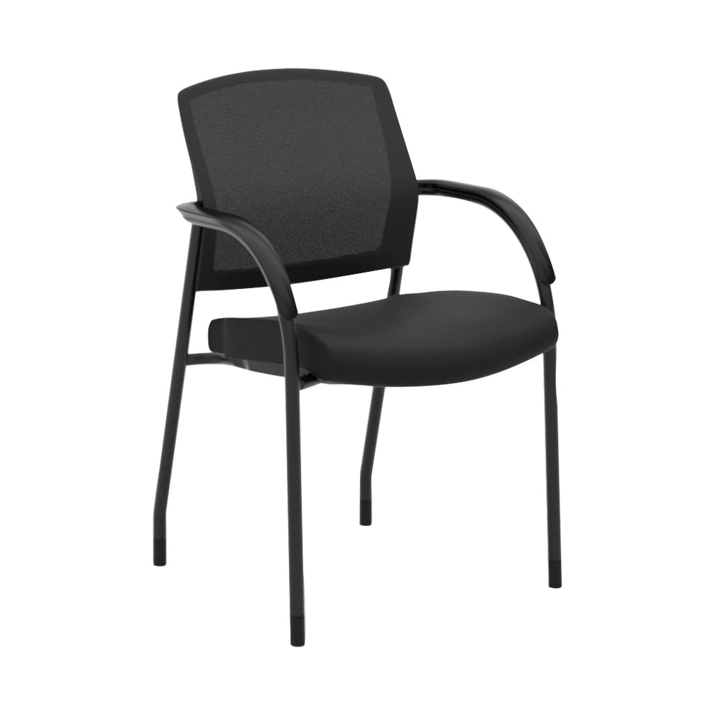 HON Lota Stacking Multi-Purpose Side Chair, Fixed Loop Arms, Black