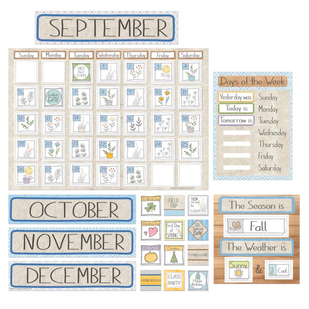 Eureka A Close-Knit Class Calendar 107-Piece Bulletin Board Set