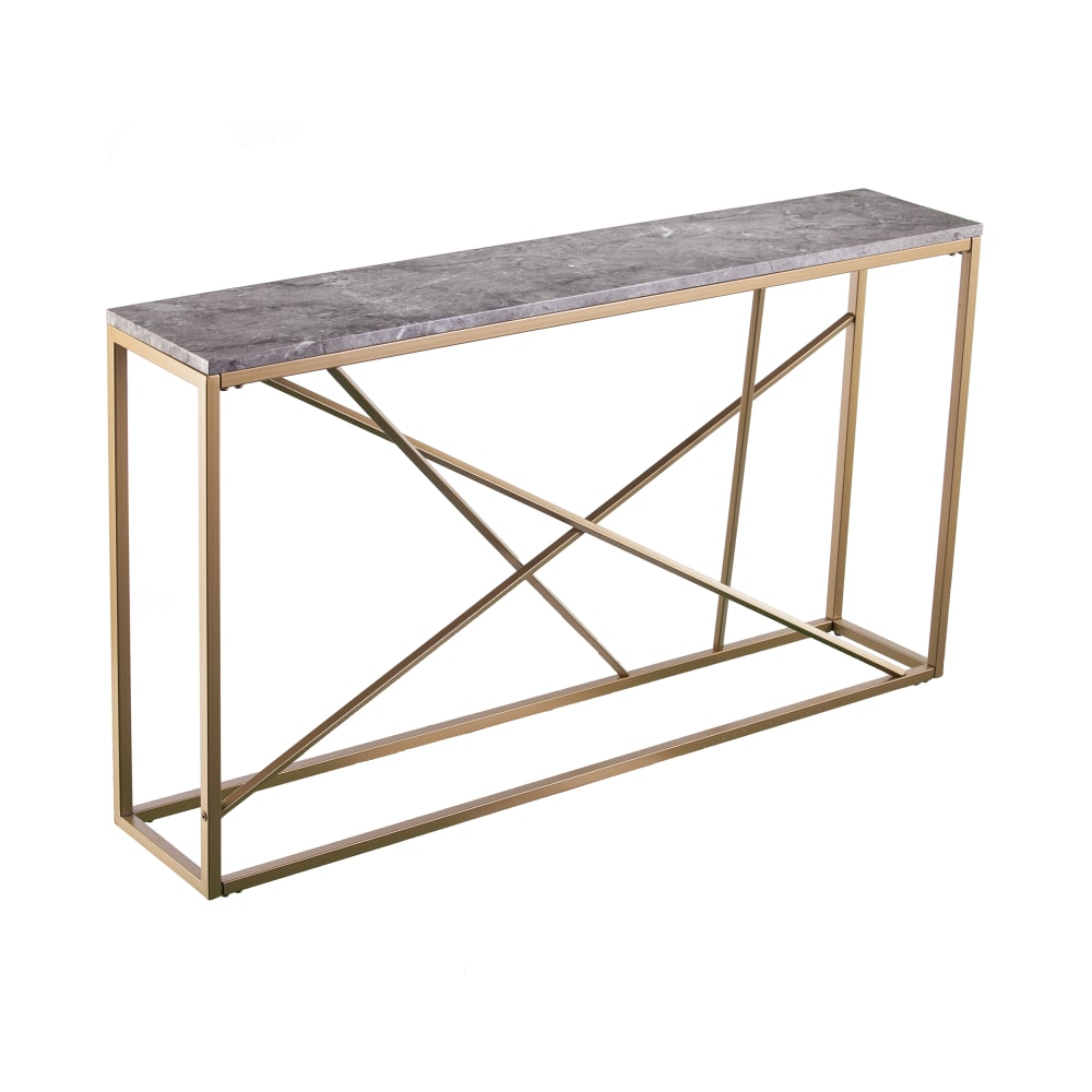 SEI Furniture Arendal Skinny Console Table, 29inH x 52inW x 10inD, Gold/Gray