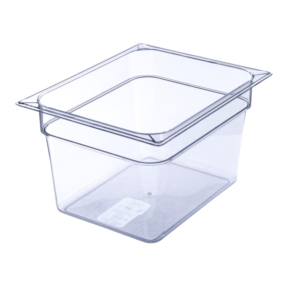 StorPlus 1/2-Size Plastic Food Pans, 8inH x 10 3/8inW x 12 3/4inD, Clear, Pack Of 6