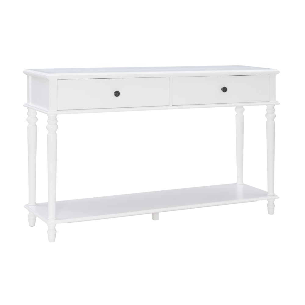 Powell Heaton Wood Console Table With Shelf, 34inH x 56inW x 16inD, White