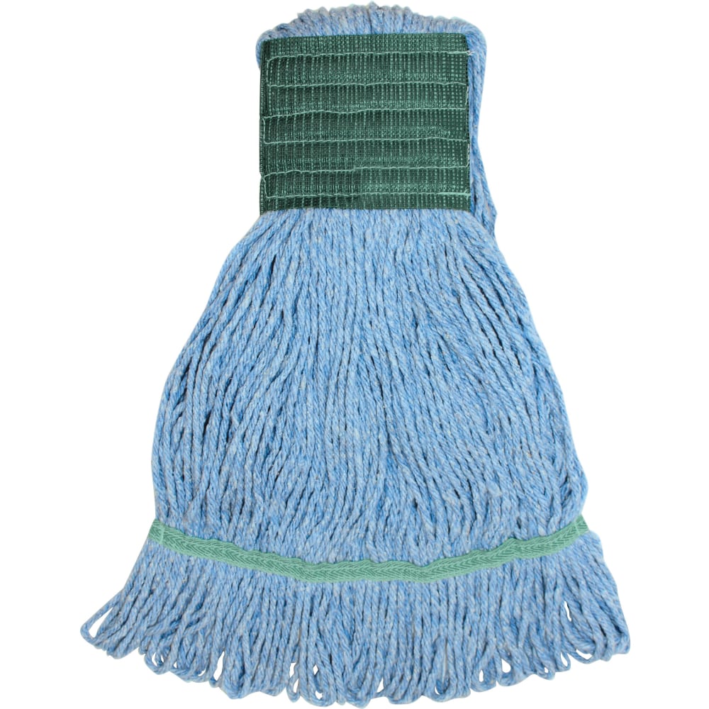 Genuine Joe Synthetic Blend Medium Mophead - Medium - Looped Ends, Durable, Launderable, Headband - Rayon, Cotton, Rayon, Fiber - Blue - 16 oz - 1Each