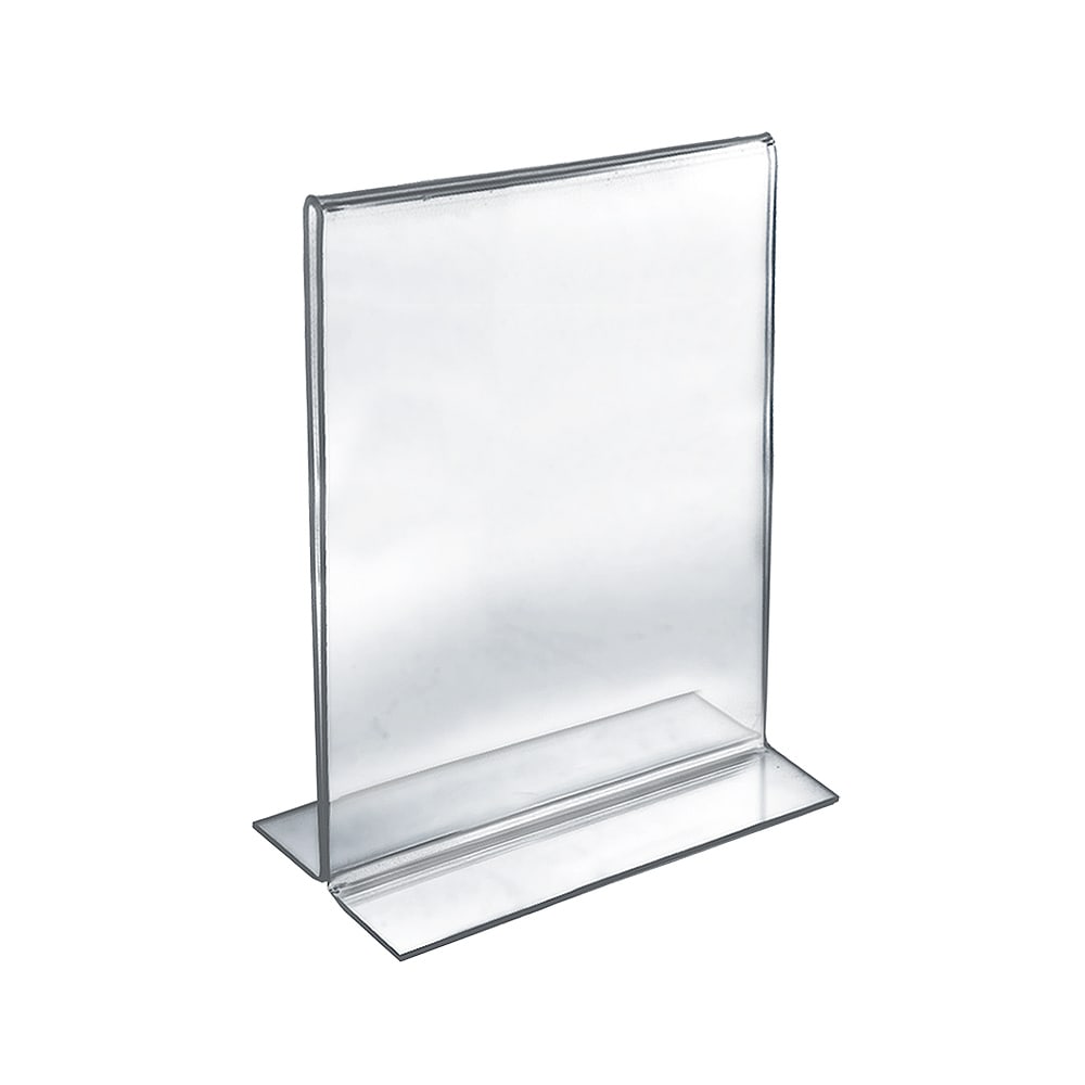 Azar Displays Double-Foot Acrylic Sign Holders, 12in x 9in, Clear, Pack Of 10