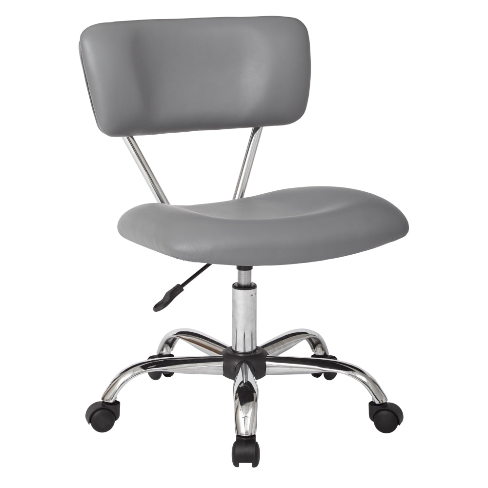 Office Star Avenue Six Vista Bonded Leather Task Chair, Gray/Silver