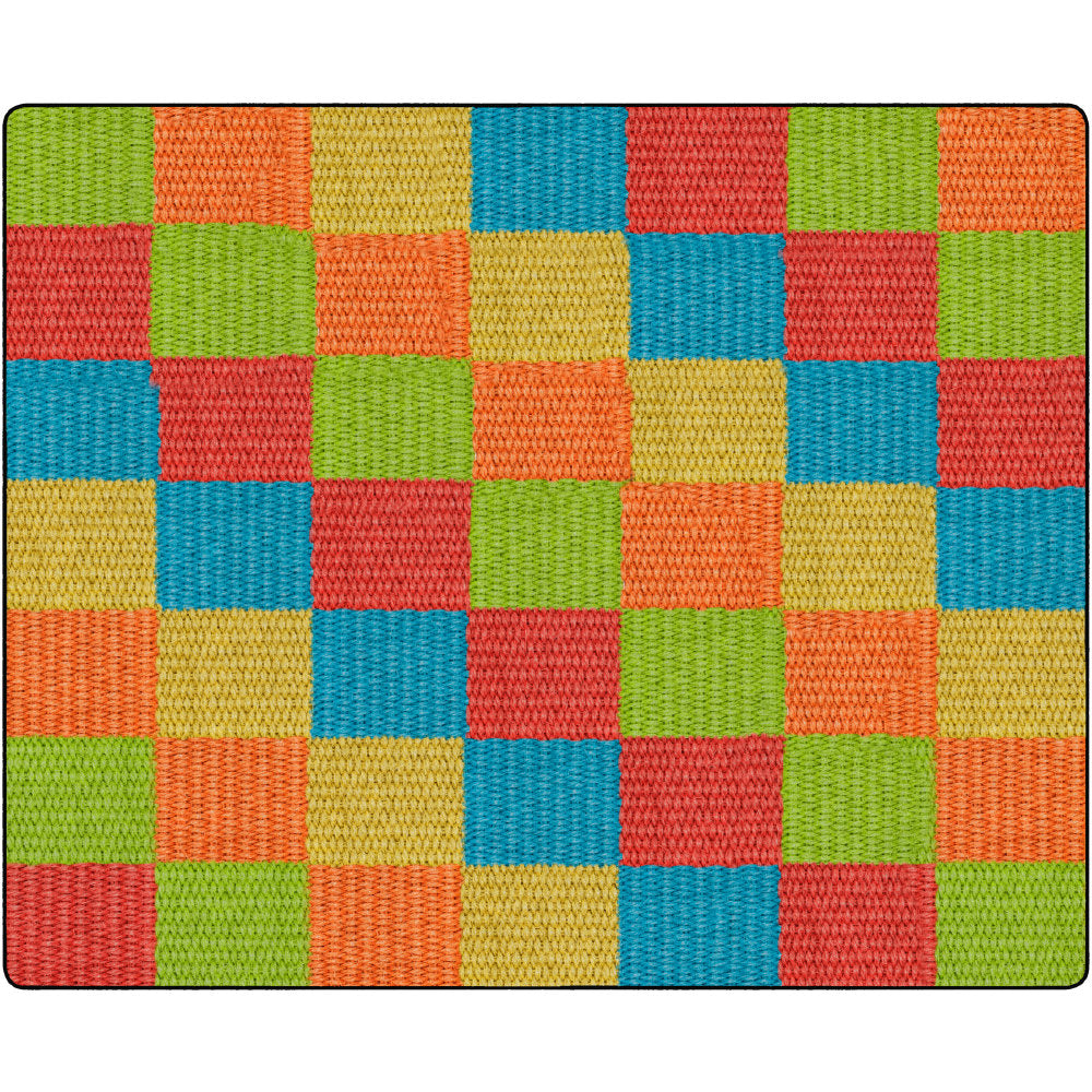 Flagship Carpets Basketweave Blocks Classroom Rug, 10 1/2ft x 13 3/16ft, Multicolor