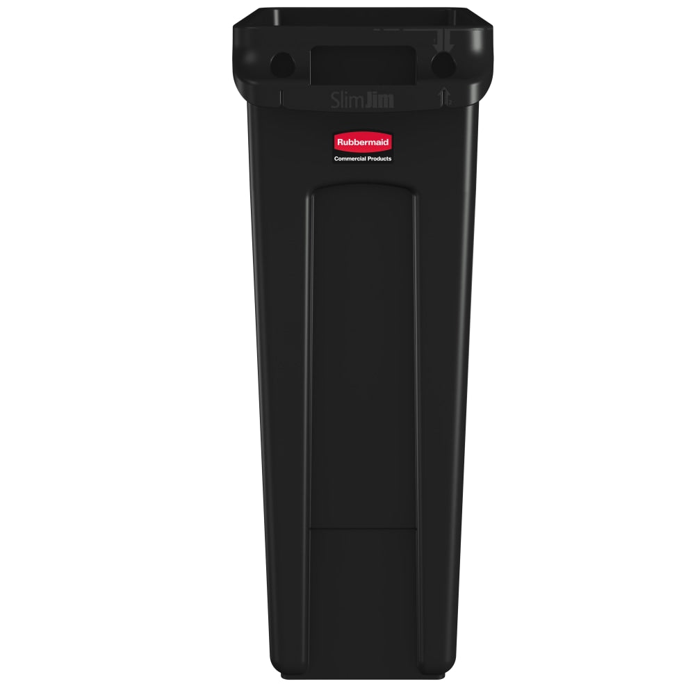 Rubbermaid Slim Jim Commercial Rectangular Plastic Waste Receptacle, 23 Gallons, 30inH x 22inW x 11inD, Black