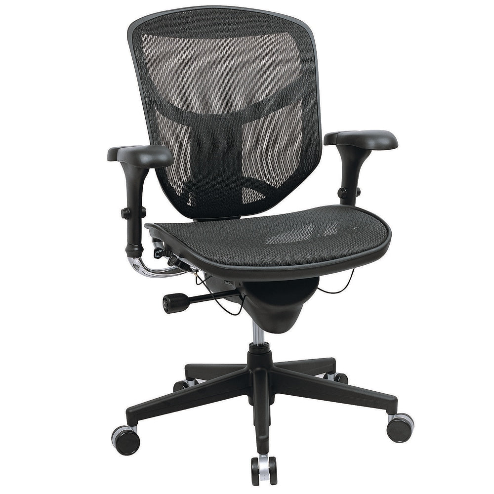 WorkPro Quantum 9000 Series Ergonomic Mesh/Mesh Mid-Back Chair, Black/Black, BIFMA Compliant