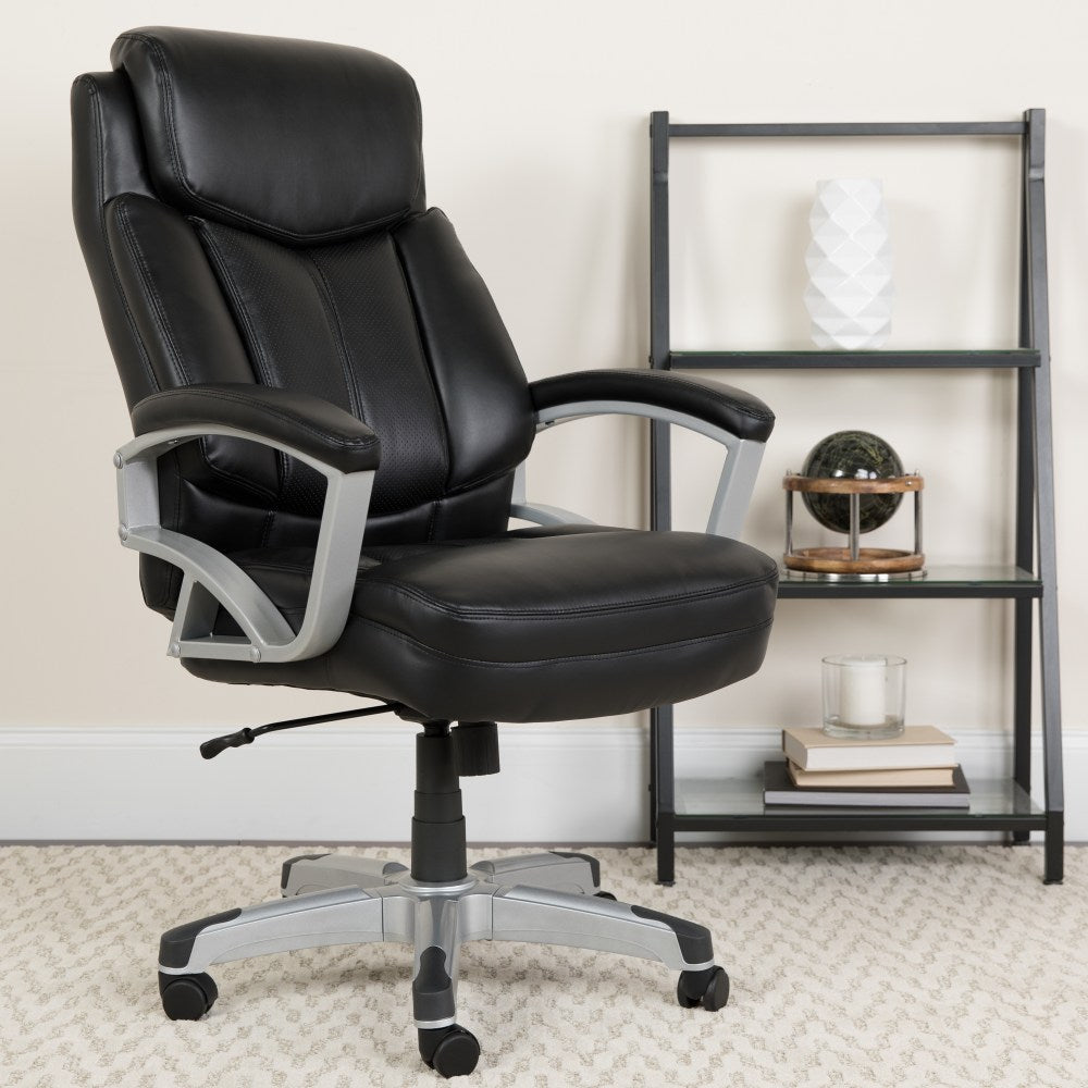 Flash Furniture Hercules Big & Tall Ergonomic LeatherSoft Faux Leather High-Back Swivel Office Chair, Black