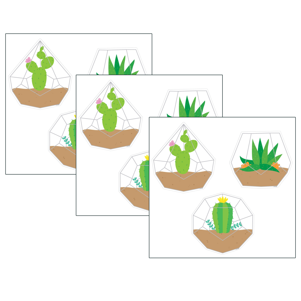 Creative Teaching Press Designer Cut-Outs, 6in, Positively Plants Terrariums, 36 Cut-Outs Per Pack, Set Of 3 Packs