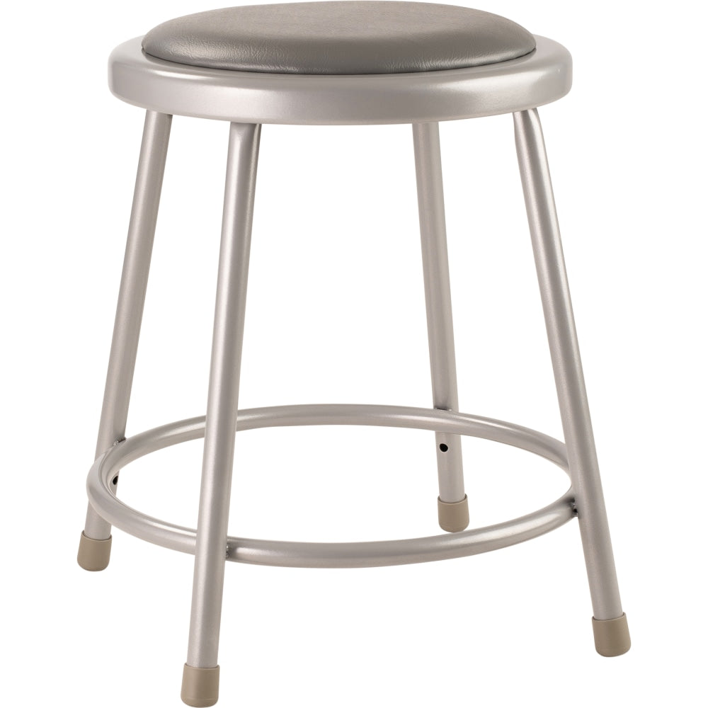 National Public Seating Vinyl-Padded Stool, 18inH, Gray