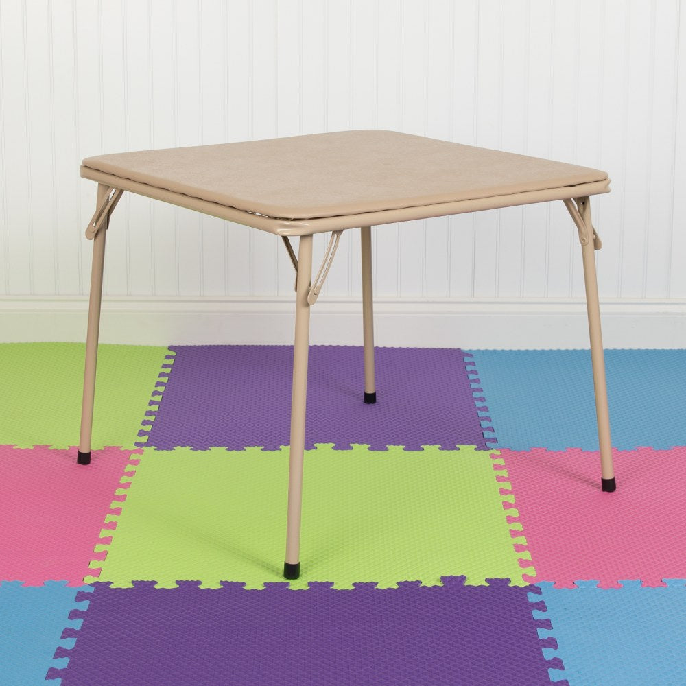 Flash Furniture Kids Folding Table, 20-1/4inH x 24inW x 24inD, Tan