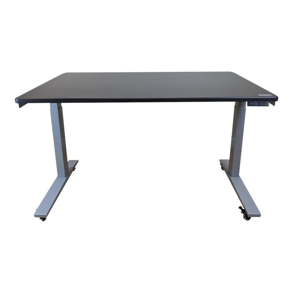 Rise Up Electric Standing Desk 48x30in Black Bamboo Desktop Dual Motors Adjustable Height White Frame (26-51.6in) with memory - Upgrade to a truly ergonomic, motorized sit stand up office desk featuring premium motors - one touch adjusting - memory