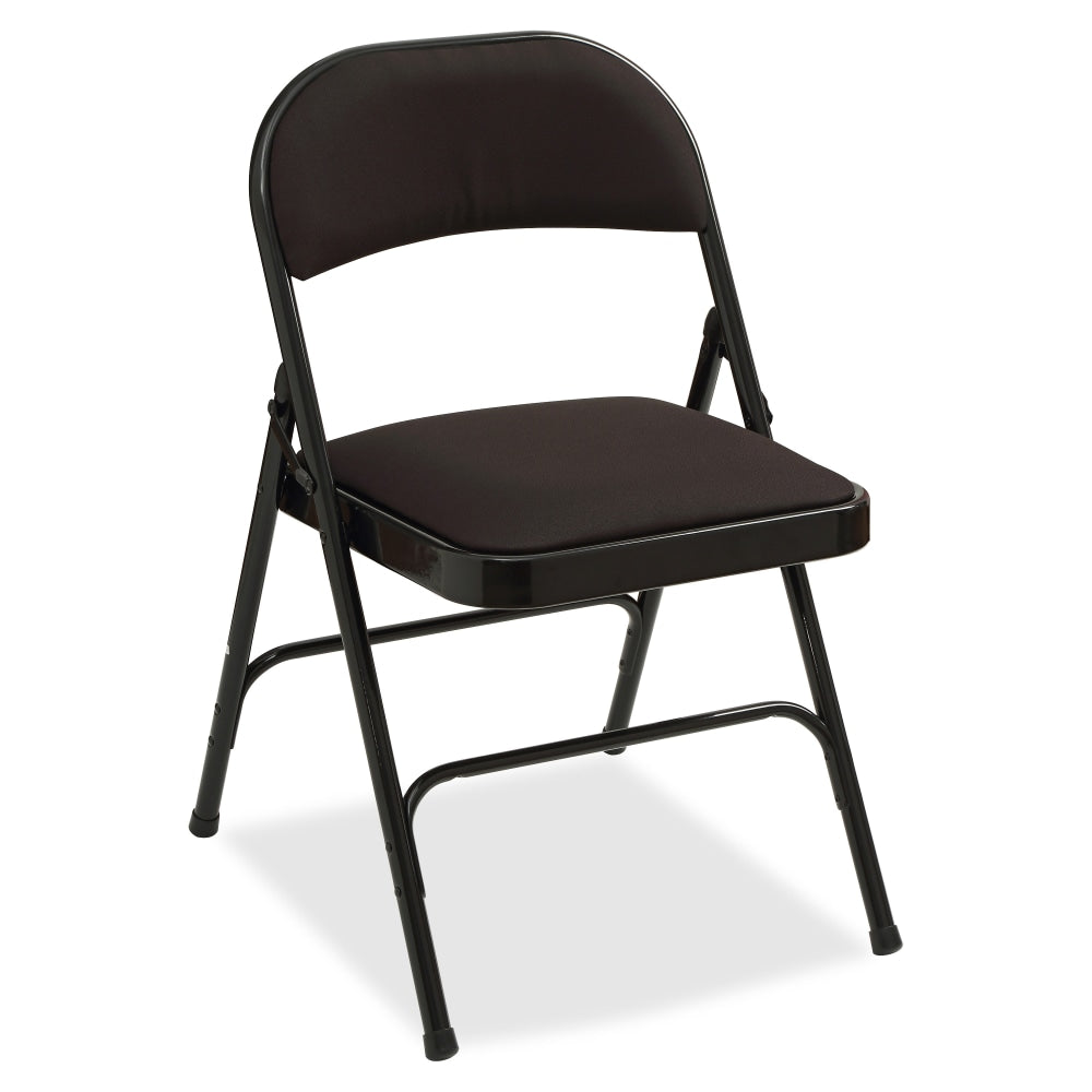 Lorell Padded Seat Steel Folding Chair, Black, Set Of 4