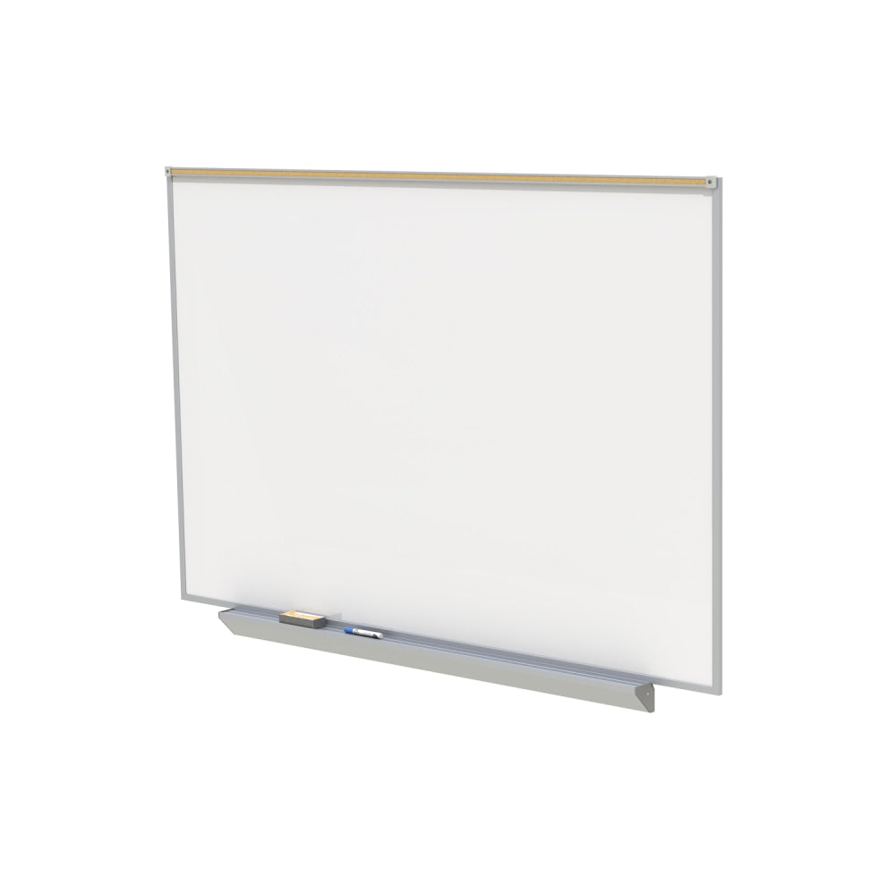 Ghent Magnetic White Board, Porcelain, 48in x 144in, White, Silver Aluminum Frame