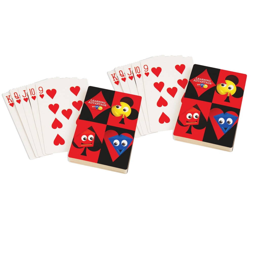 Learning Advantage Giant Playing Cards, 6-3/4in x 4-1/2in, 52 Cards Per Deck, Pack Of 2 Decks