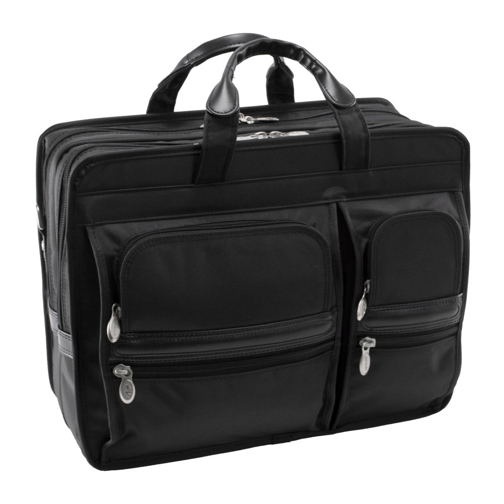McKlein Clinton Detachable-Wheeled Tech-Lite Polyester Laptop Case, Black