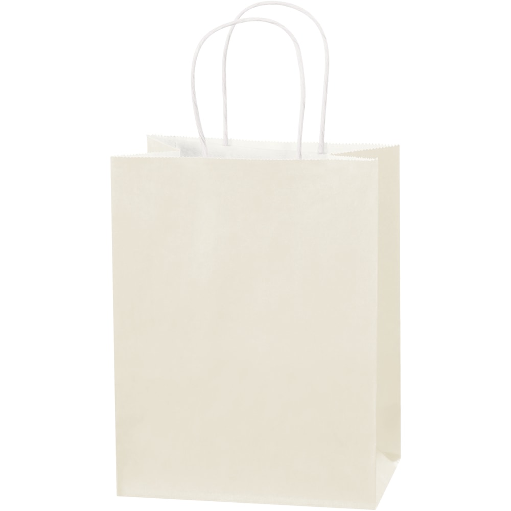 Partners Brand Tinted Paper Shopping Bags, 10 1/4inH x 8inW x 4 1/2inD, French Vanilla, Case Of 250