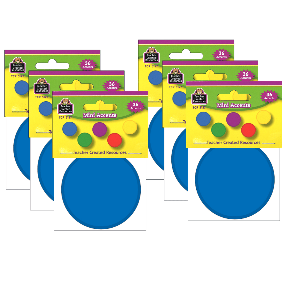 Teacher Created Resources Mini Accents, Colorful Circles, 36 Accents Per Pack, Set Of 6 Packs