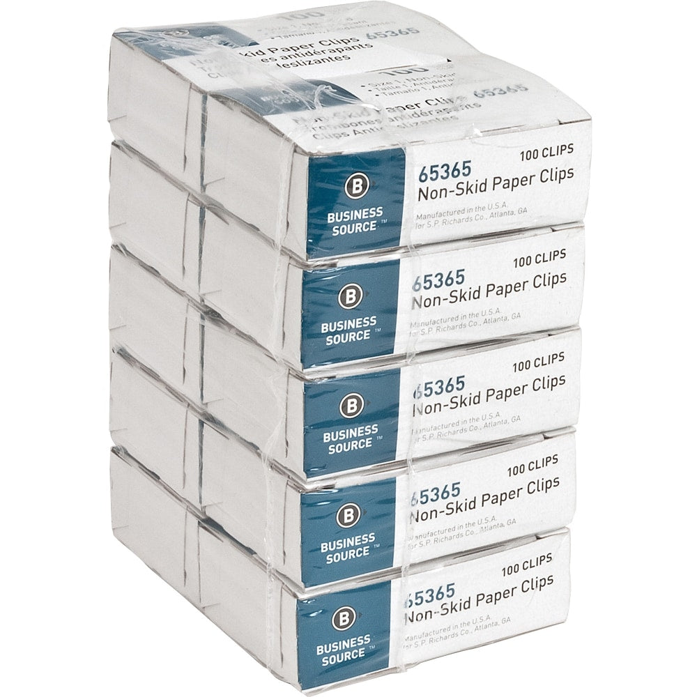 Business Source Non-Skid Paper Clips - Regular - No. 1 - 1.8in Length x 0.5in Width - 1000 / Pack - Silver - Steel