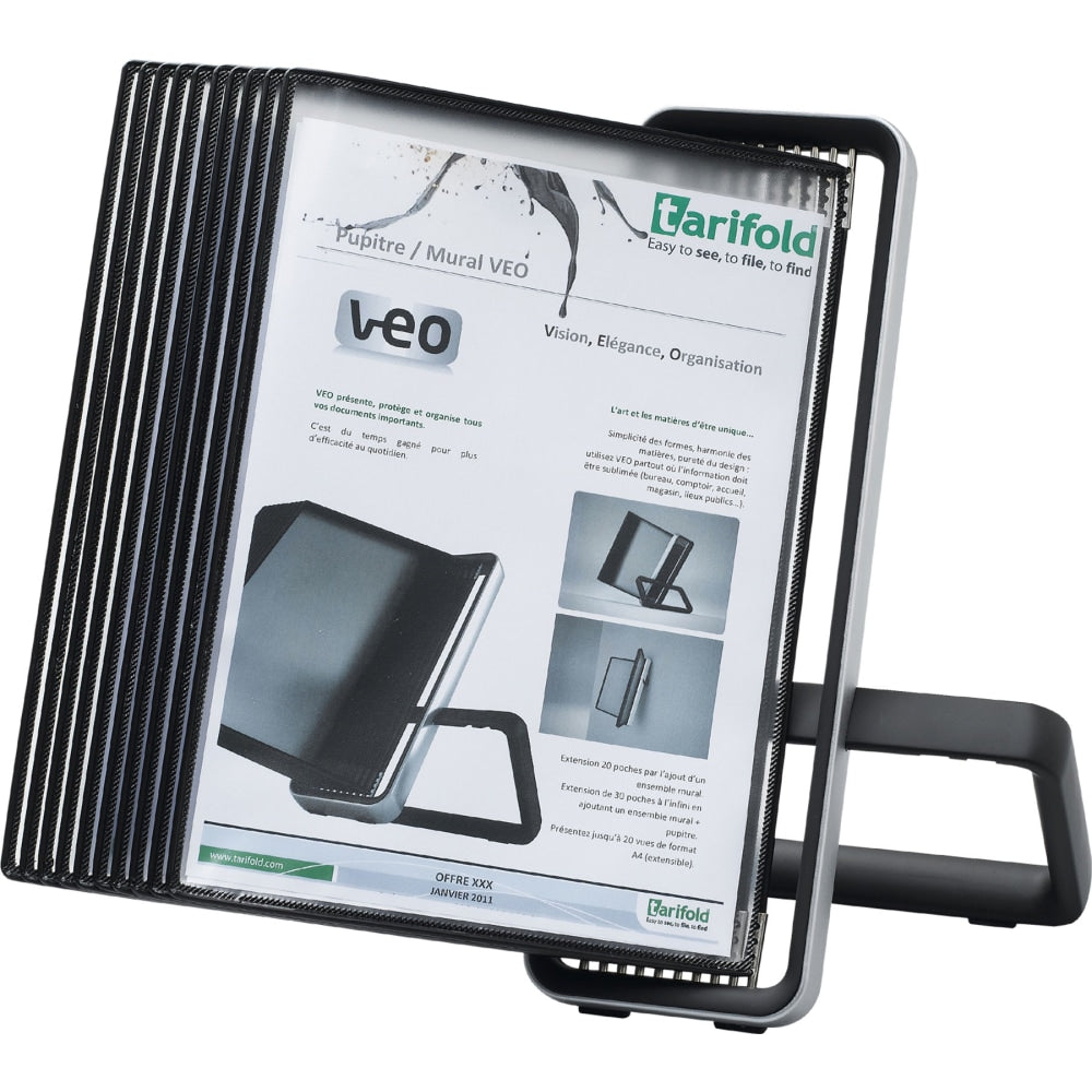 Tarifold VEO V744127 10-Panel Desktop Reference System, 14inH x 17inW x 16inD, Black