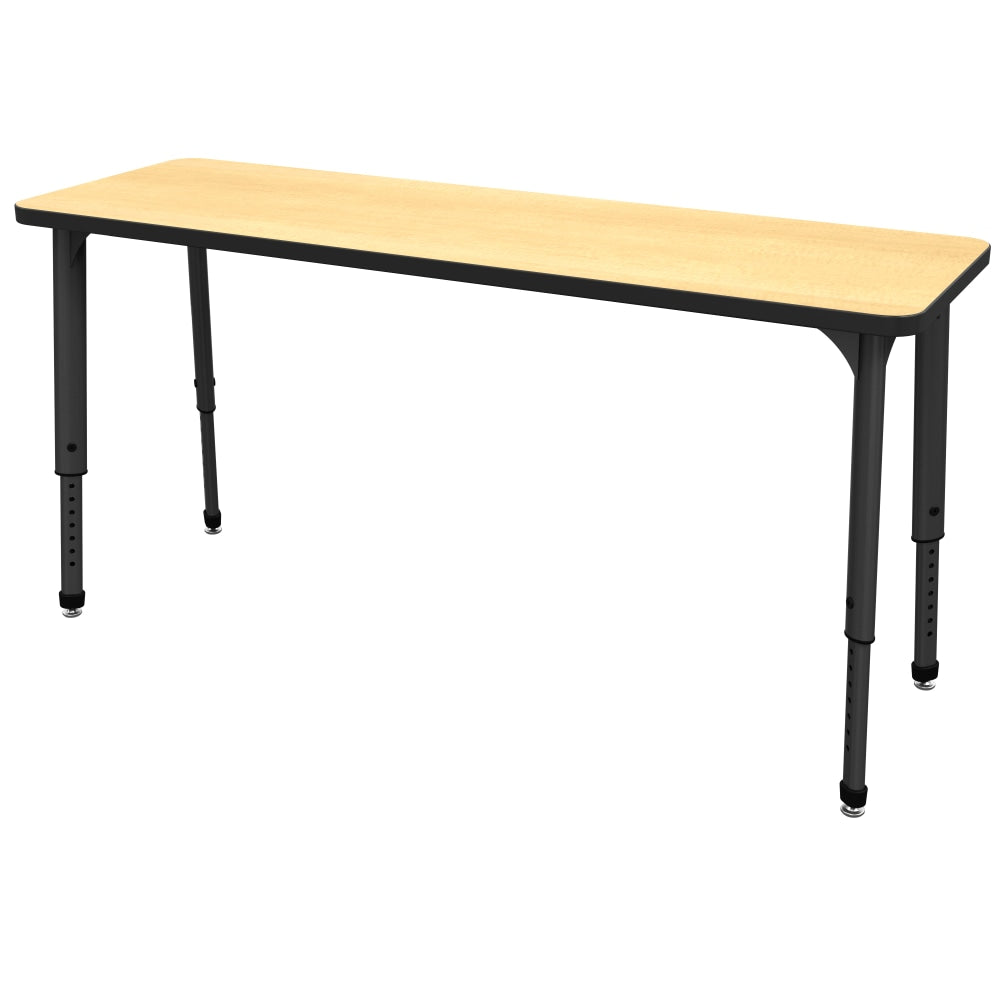 Marco Group Apex Series Adjustable Rectangle 60inW Student Desk, Fusion Maple/Black