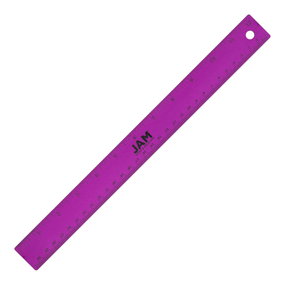 JAM Paper Non-Skid Stainless-Steel Ruler, 12in, Purple