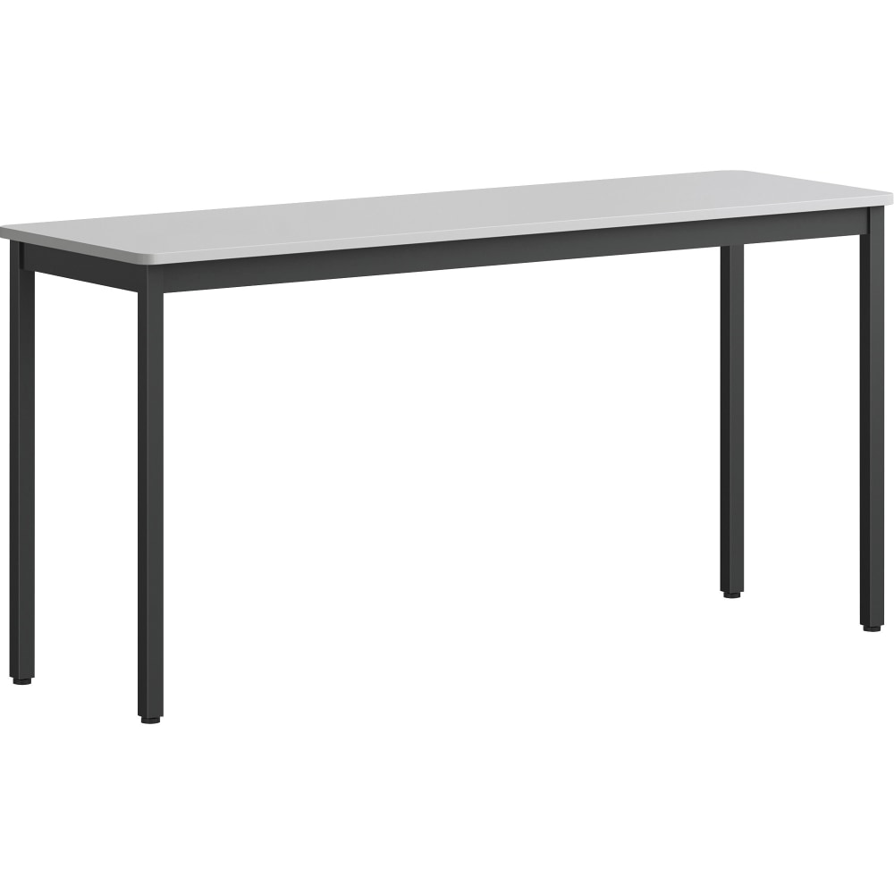 Lorell Melamine/Steel Utility Table, 30inH x 60inW x 18-1/8inD, Gray/Black