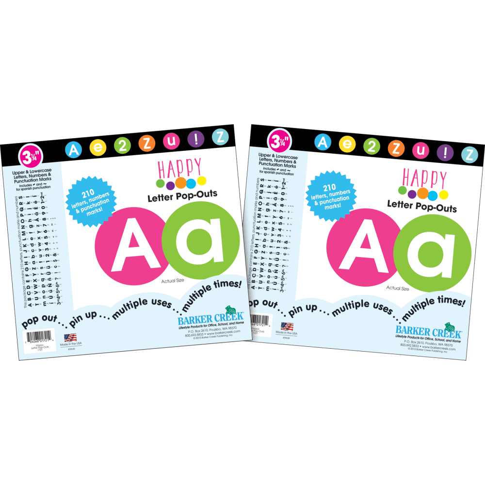 Barker Creek Letter Pop-Outs, 3 1/4in, Happy, Pack Of 420