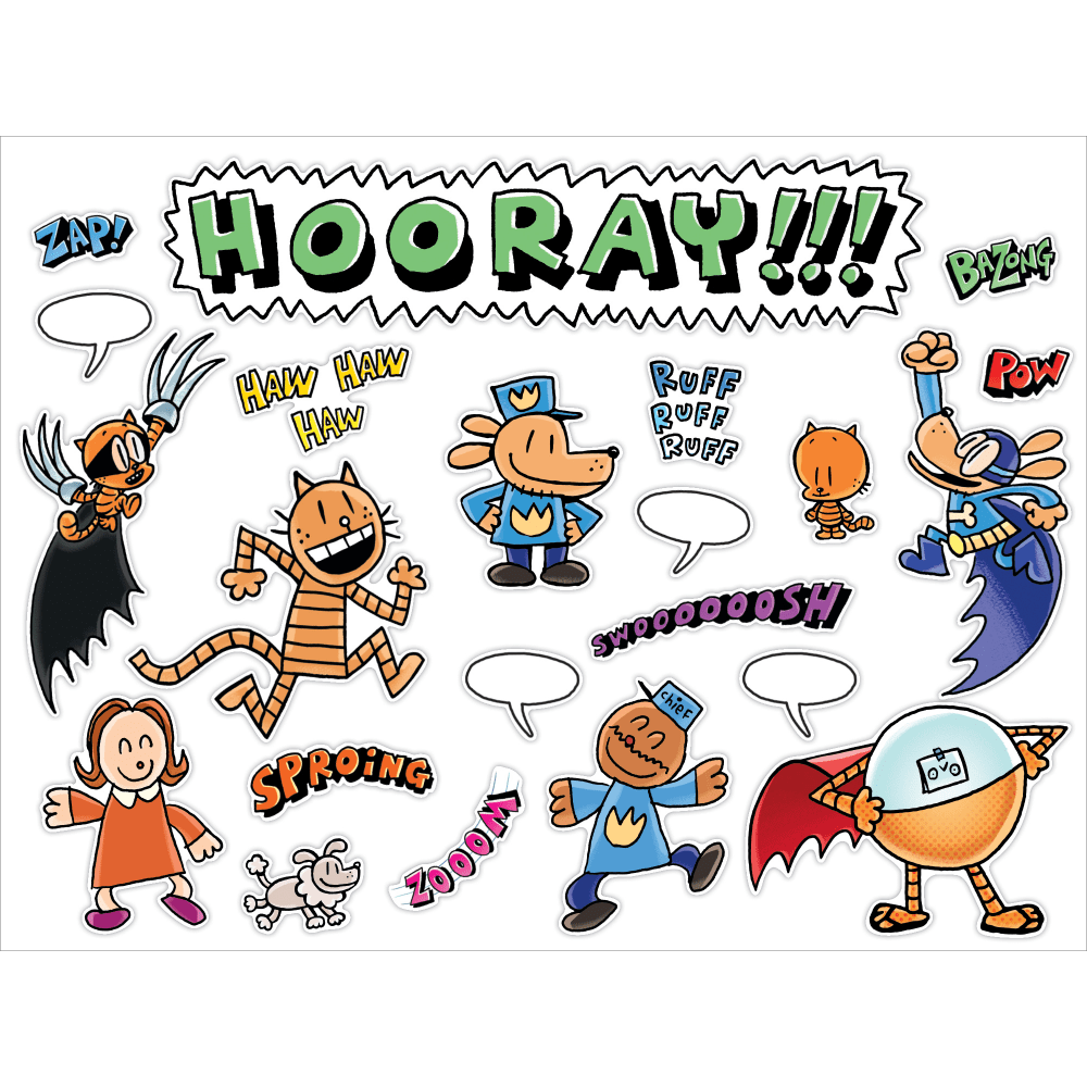 Scholastic Dog Man Character Fun Bulletin Board Decor, Assorted Colors, 1st Grade, Pack Of 22 Pieces