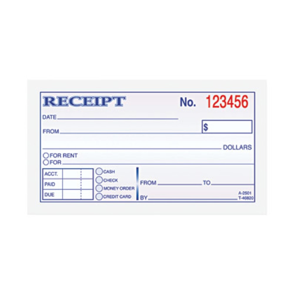 TOPS Carbonless Money Receipt Book, 2 Part, 2 3/4in x 5in, Set Of 50 Sheets