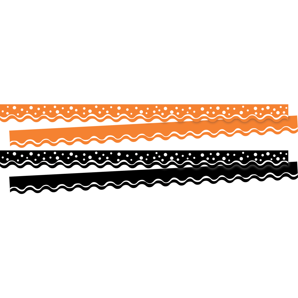 Barker Creek Double-Sided Scalloped Borders, 2-1/4in x 36in, Halloween, 13 Strips Per Pack, Set Of 2 Packs